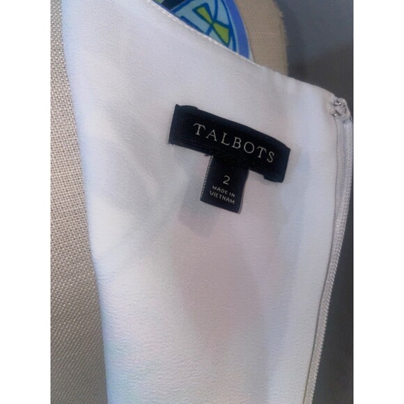 Talbots Stretch Cotton Floral Sheath Dress size 2 Scoop Neck Ruffle Hem - Picture 8 of 9